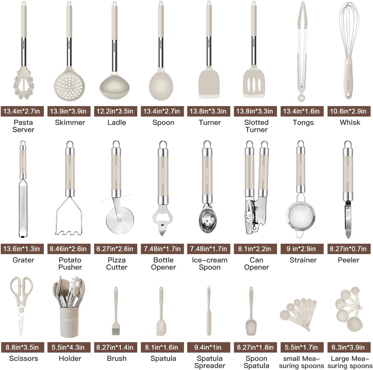 Set Utensilios Cocina Silicona 33pzs