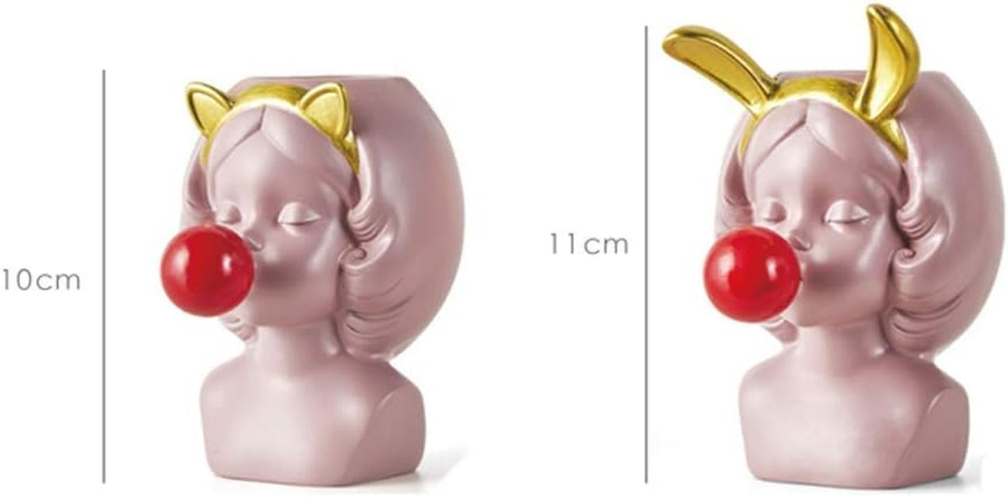 Maceta Mini Nórdica Niña con Chicle – Florero Decorativo Moderno y Porta Lapiceras