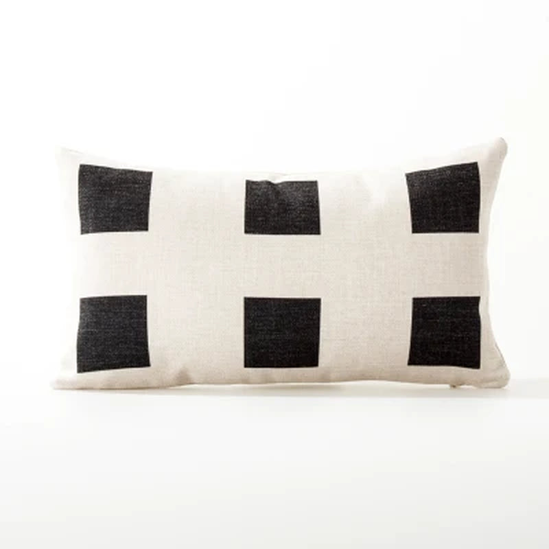 Funda de Almohadón Geométrica Blanco y Negro Estilo Nórdico – Lino 45x45 cm