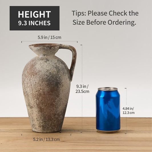 Jarrón Rústico de Cerámica con Asa