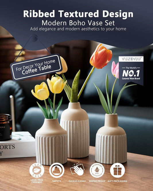 Set de 3 Jarrones Cerámicos Boho Modernos