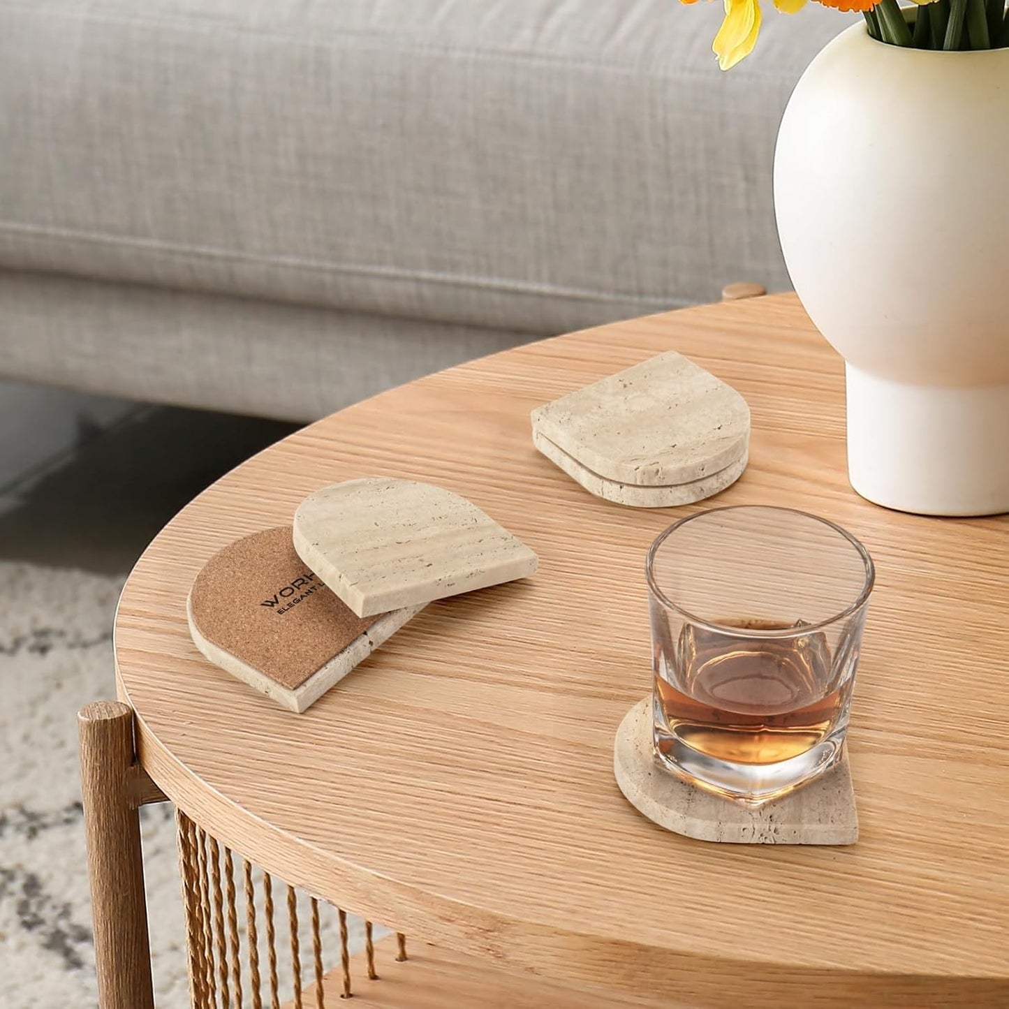 Set 5 Posavasos Mármol Travertino
