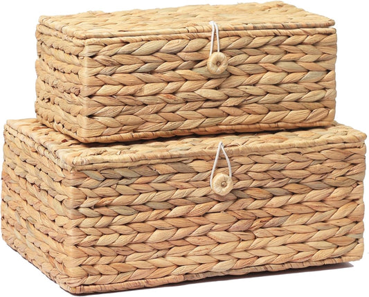 Set 2 Cajas Rattan con Tapa
