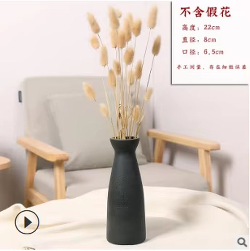 Florero de Cerámica Japonesa Nórdica Blanco/Negro Mate – Hecho a Mano, Estilo Zen