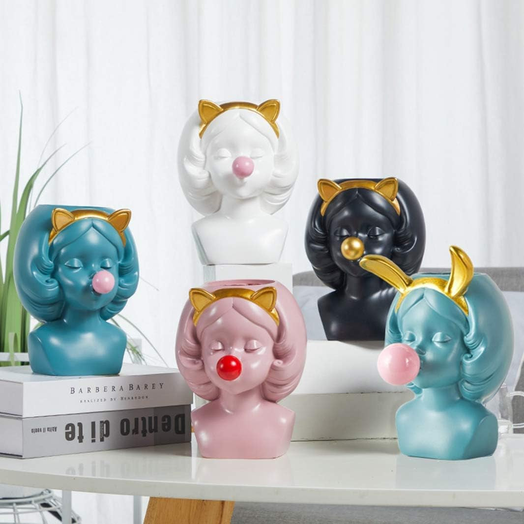 Maceta Mini Nórdica Niña con Chicle – Florero Decorativo Moderno y Porta Lapiceras