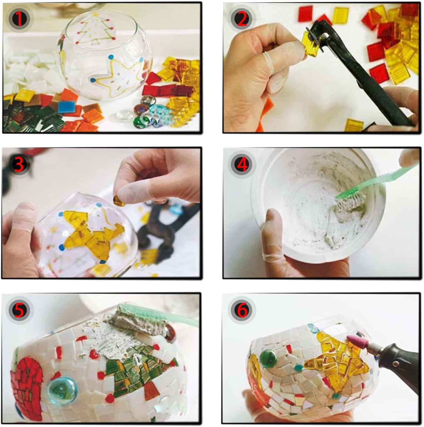 Porta Vela Cristal Ámbar Mosaico Handmade