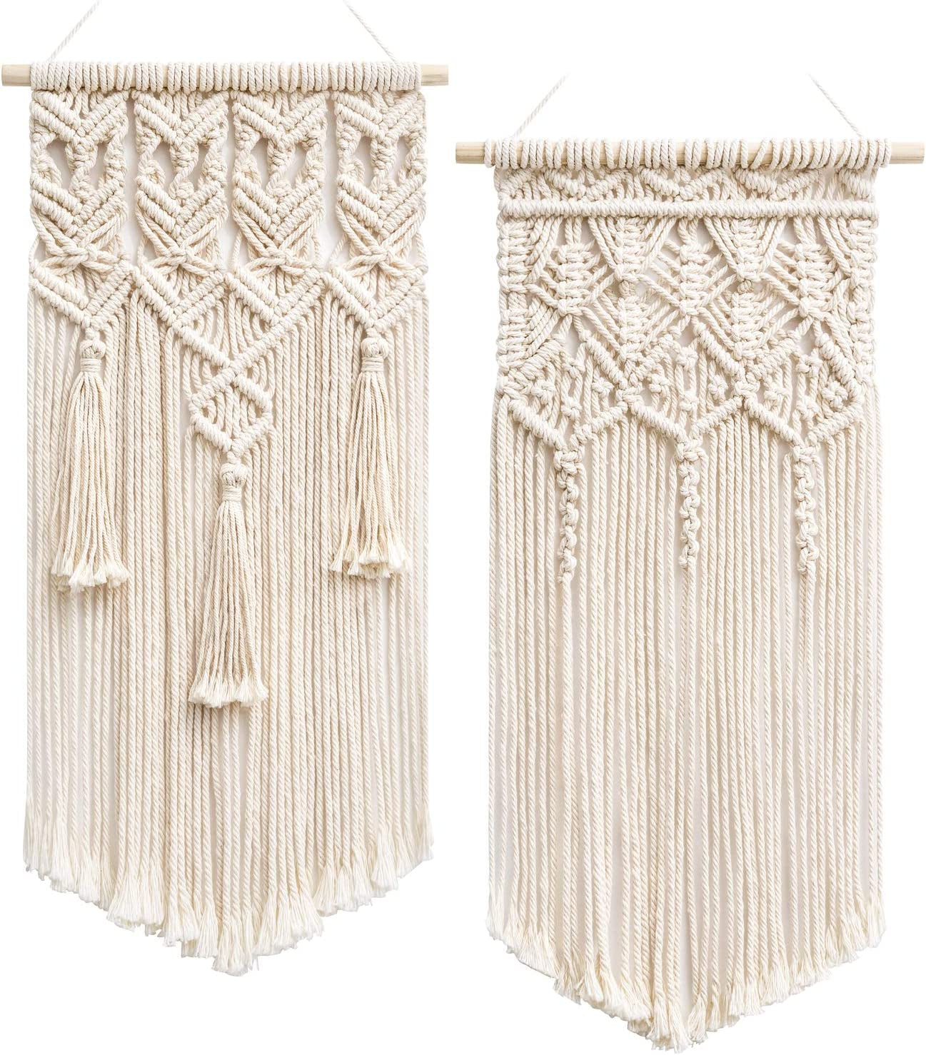Set x2 Colgantes Macramé Boho Chic – Decoración de Pared 45x24 cm