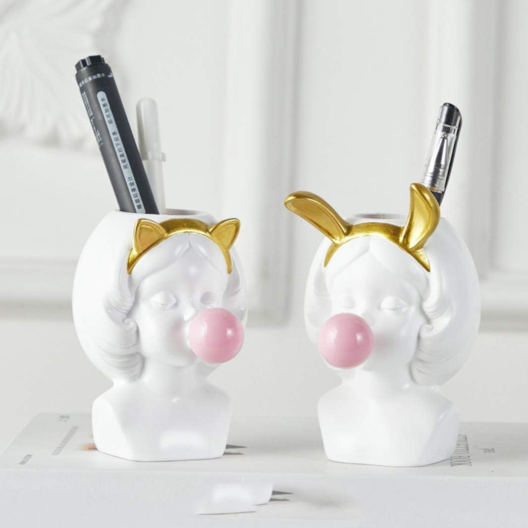 Maceta Mini Nórdica Niña con Chicle – Florero Decorativo Moderno y Porta Lapiceras