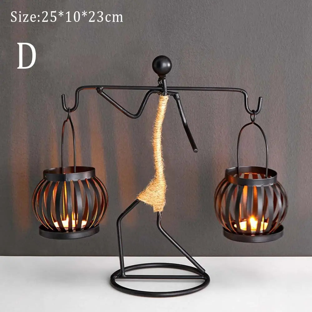 Candelabro Metálico Nórdico – Escultura Abstracta de Personaje Hecha a Mano