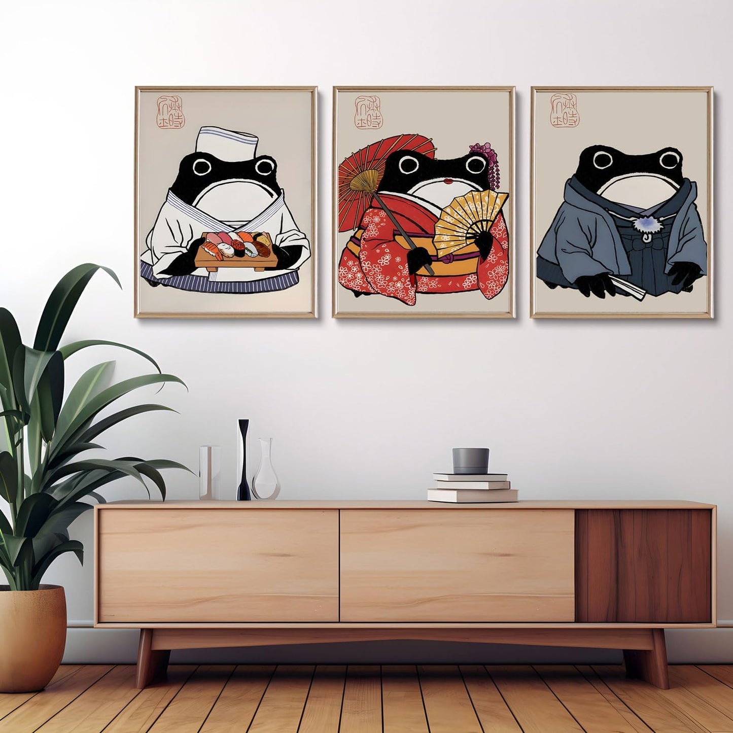 Set Láminas Japonesas Ranas 3x 30x40