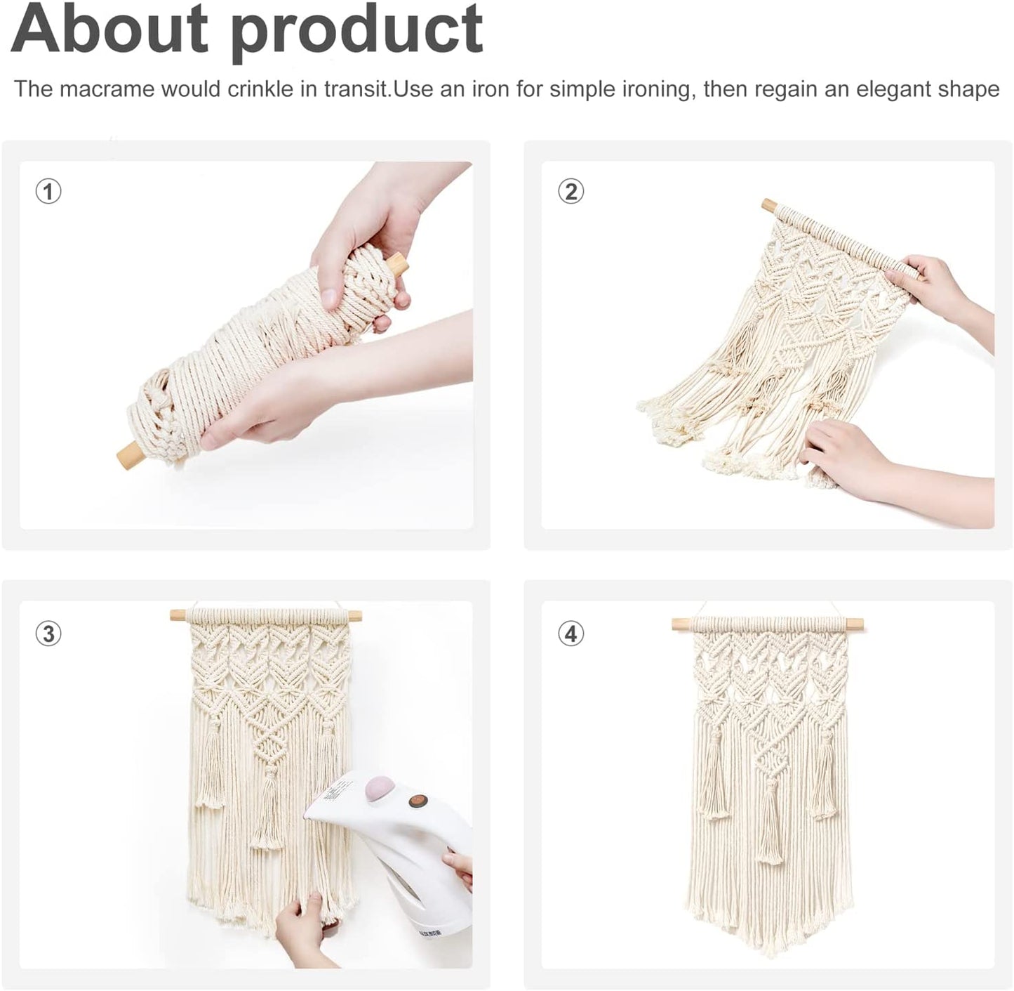 Set x2 Colgantes Macramé Boho Chic – Decoración de Pared 45x24 cm