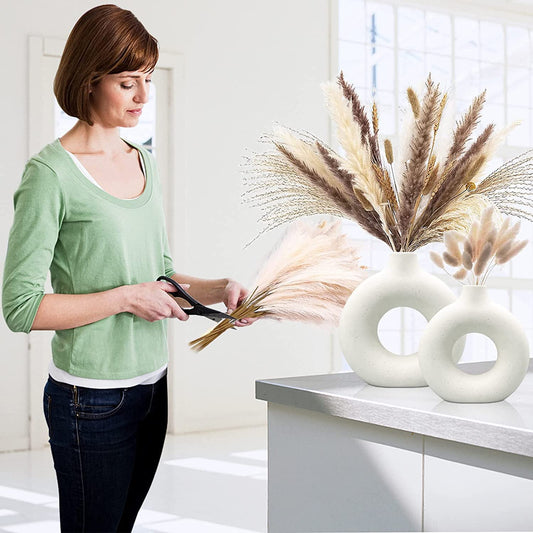 Set de 2 Jarrones de Cerámica Blancos — Diseño Nórdico