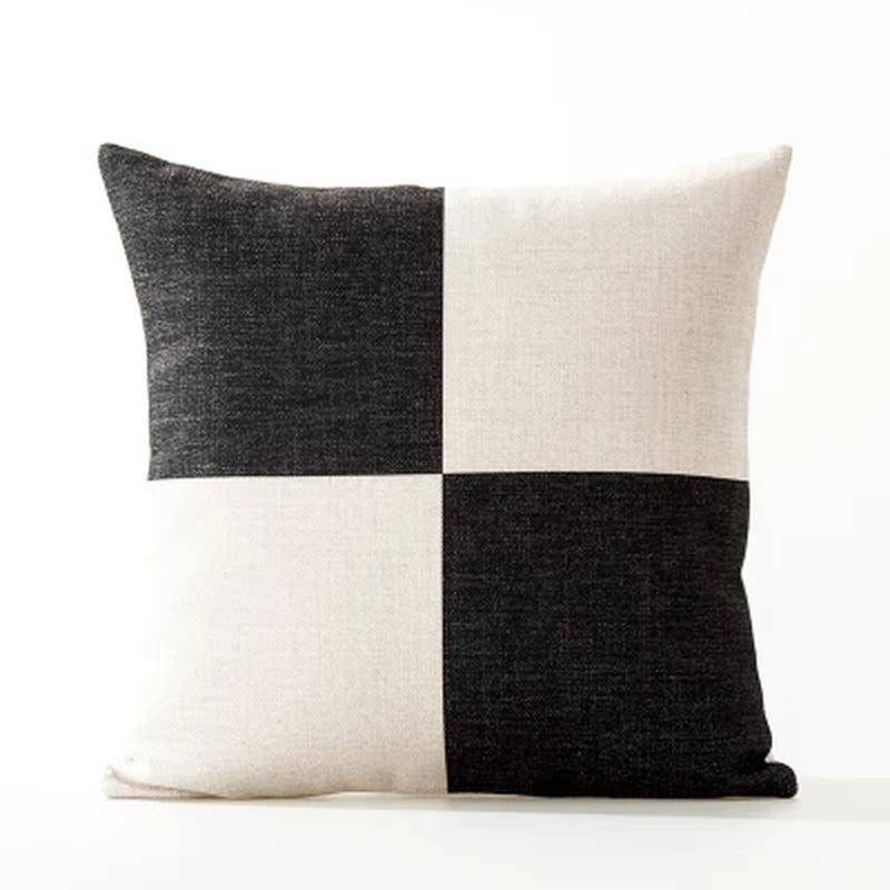 Funda de Almohadón Geométrica Blanco y Negro Estilo Nórdico – Lino 45x45 cm