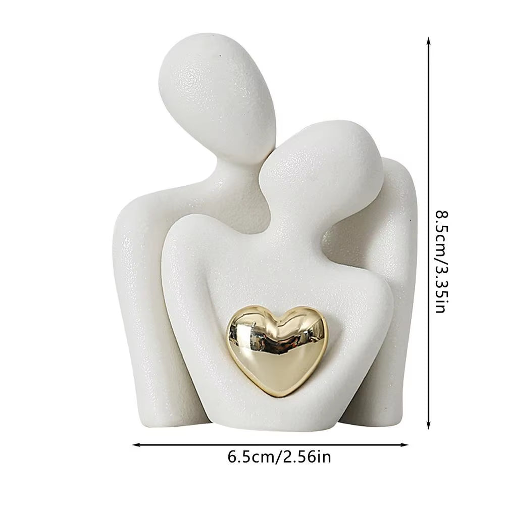 Escultura Abstracta de Pareja en Cerámica – Decoración Moderna Nórdica para Hogar