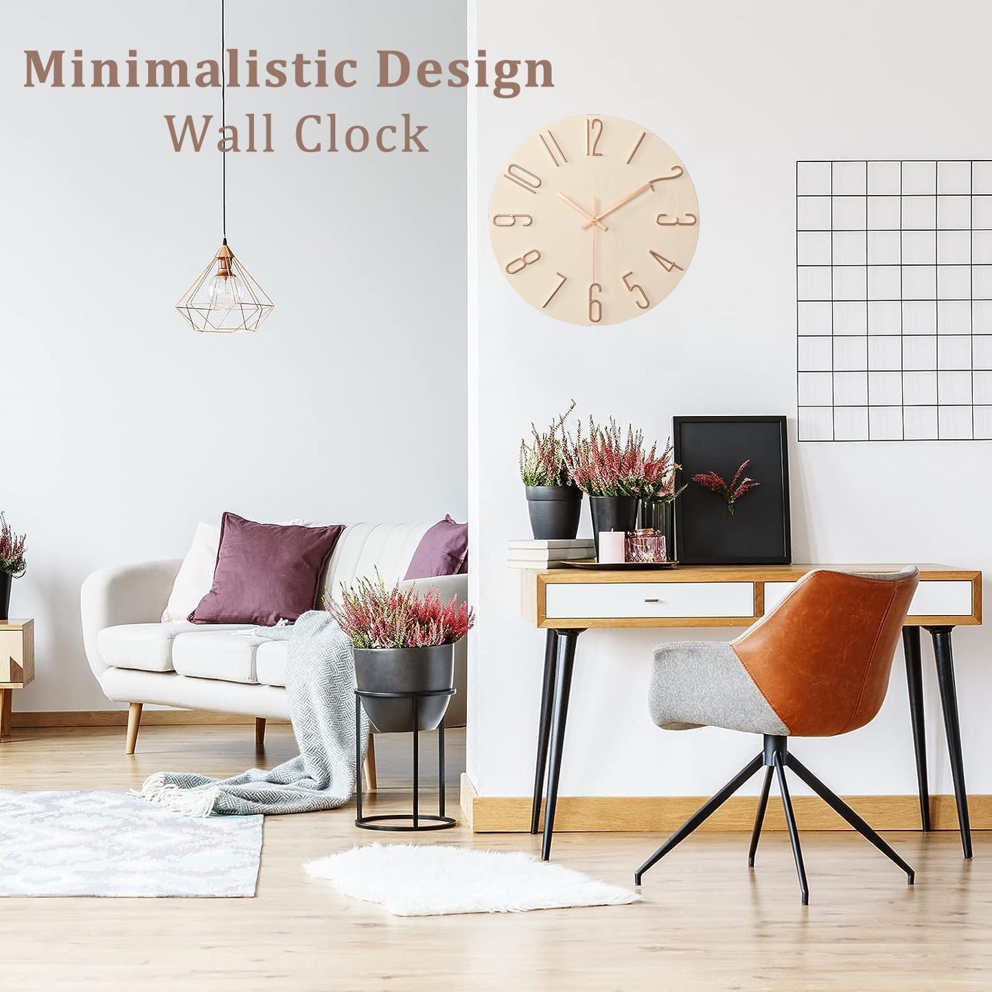 Reloj Pared Beige Minimalista 30cm Silencioso