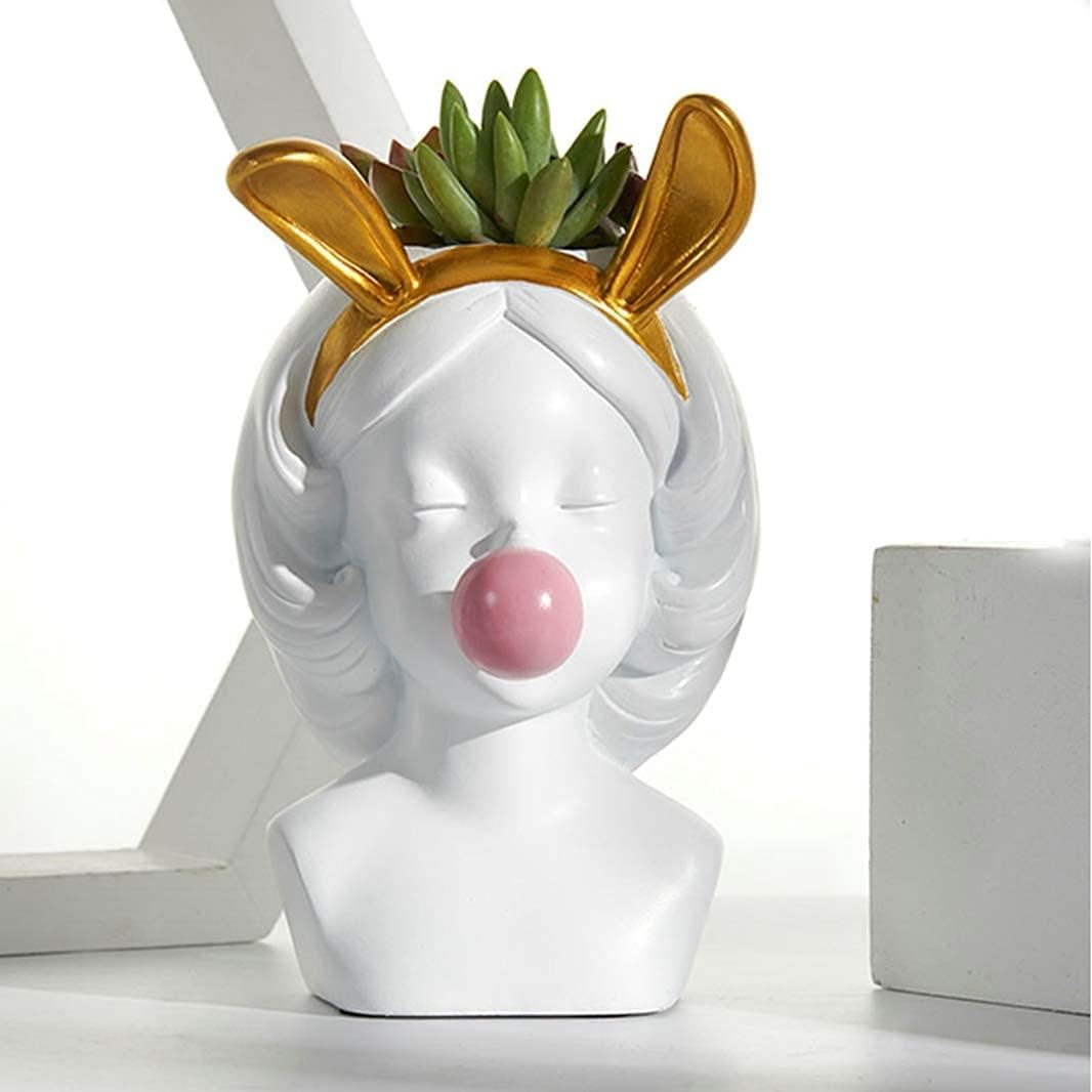 Maceta Mini Nórdica Niña con Chicle – Florero Decorativo Moderno y Porta Lapiceras