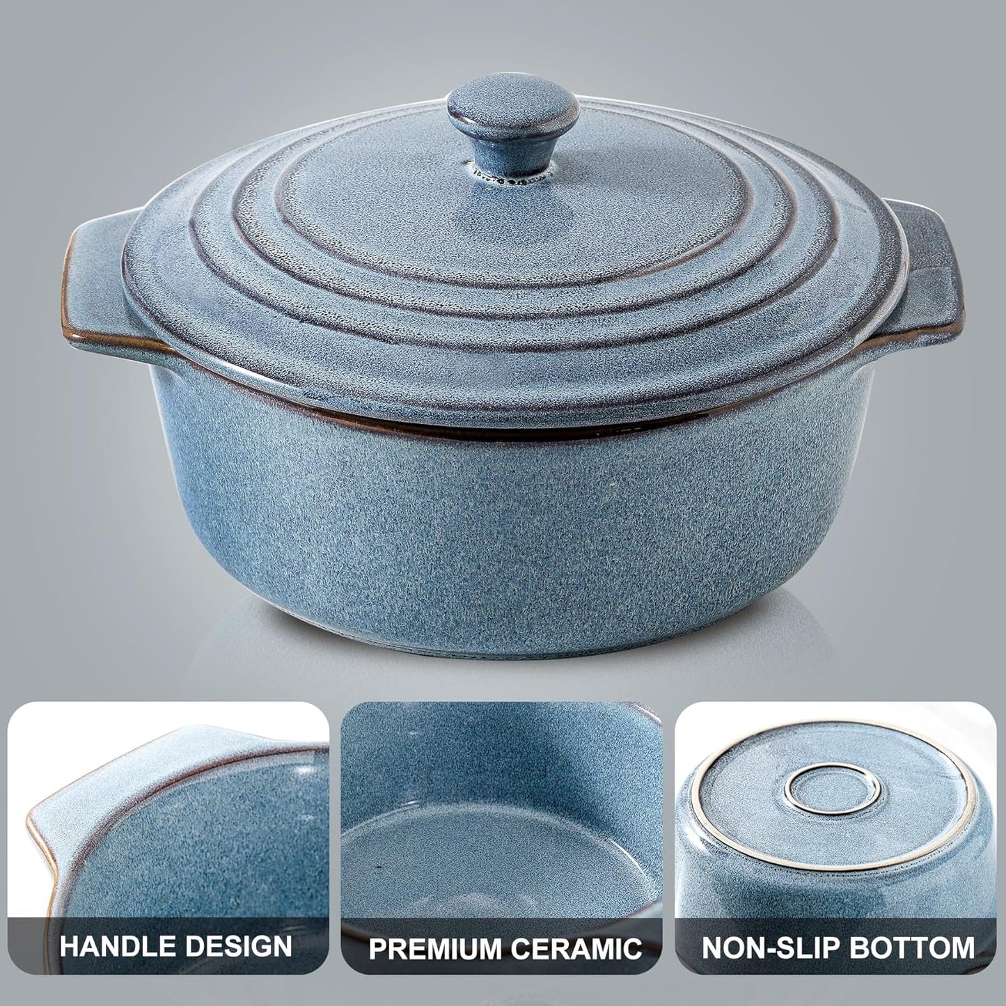 Fuente Cerámica Redonda C/Tapa 2L