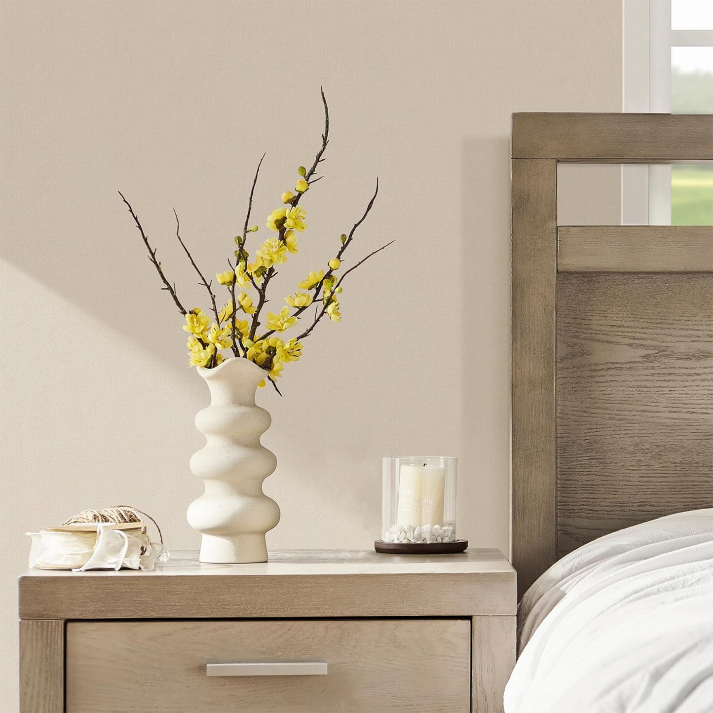 Jarrón Decorativo Moderno de Cerámica Blanca