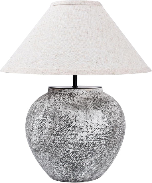 Lámpara Mesa Cerámica Blanca Vintage