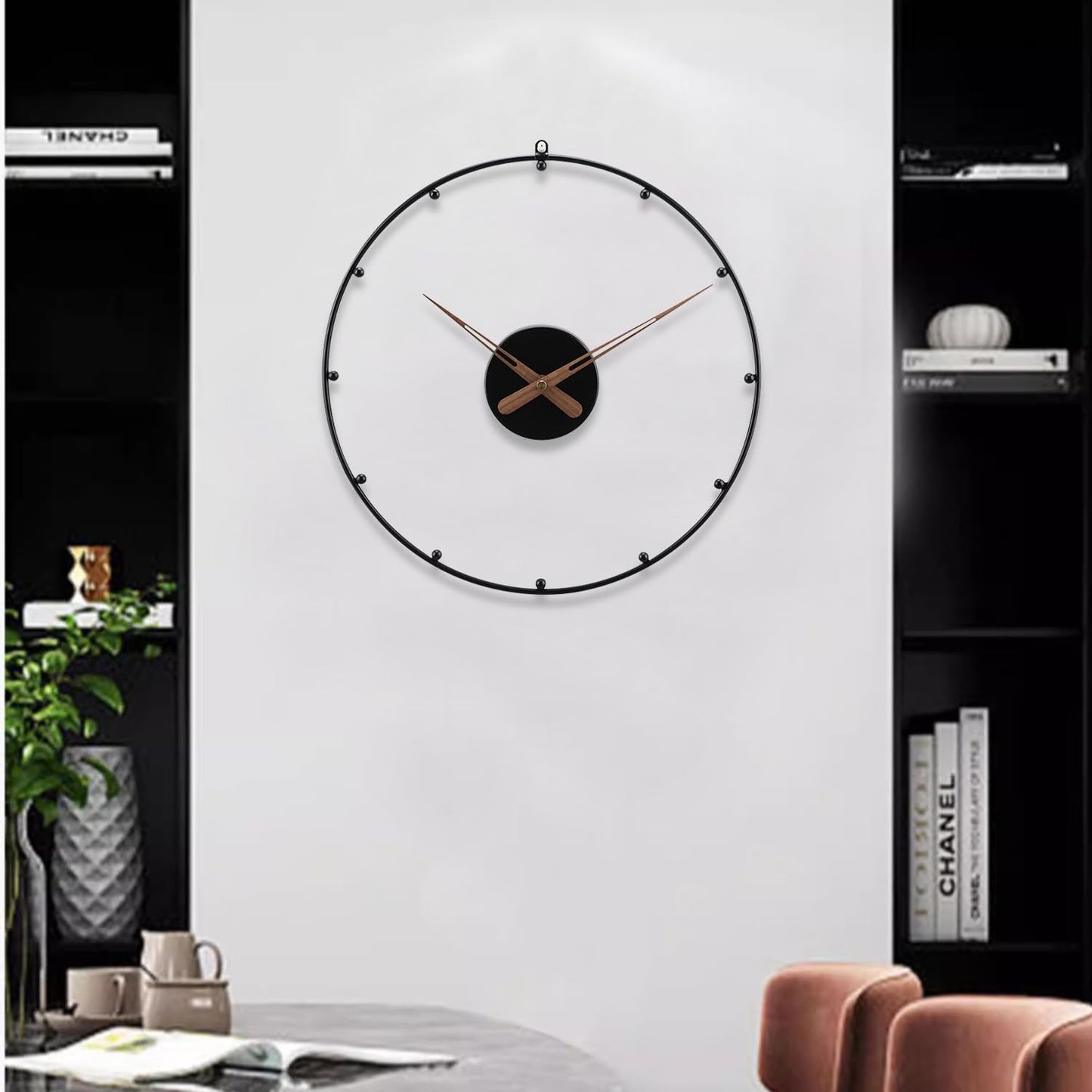 Reloj Pared Negro Metal Minimalista 33cm
