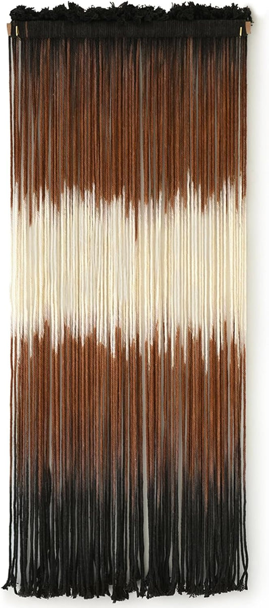 Tapiz Macramé Marrón Boho con Flecos 38x110 cm