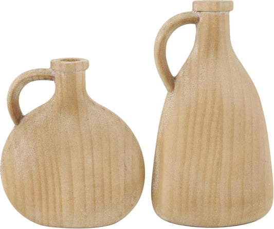 Set 2 Jarrones de Madera Estilo Rústico