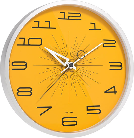 Reloj Pared Retro Aluminio Amarillo 30cm