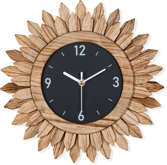 Reloj Pared Sol Madera Boho 30cm