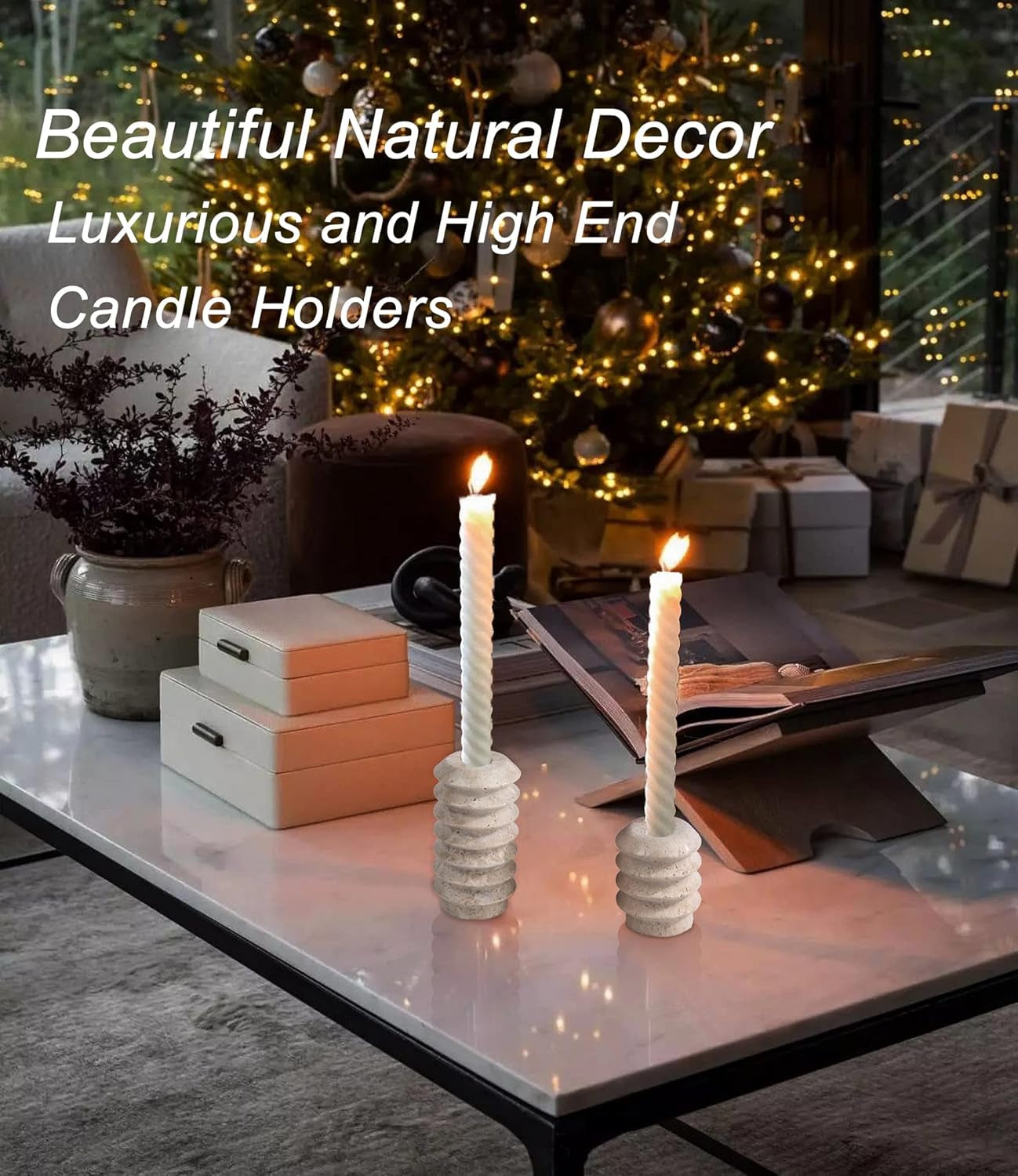 Candelabros Travertino Natural x2