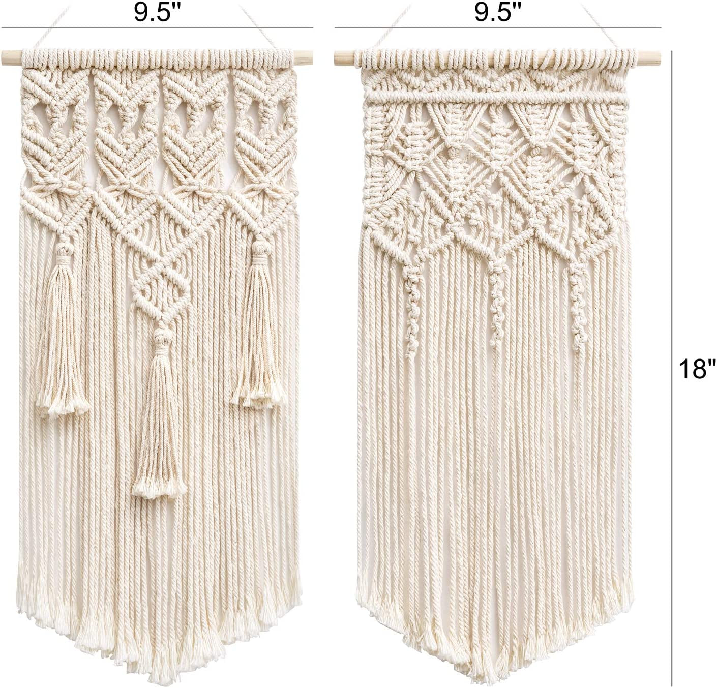 Set x2 Colgantes Macramé Boho Chic – Decoración de Pared 45x24 cm