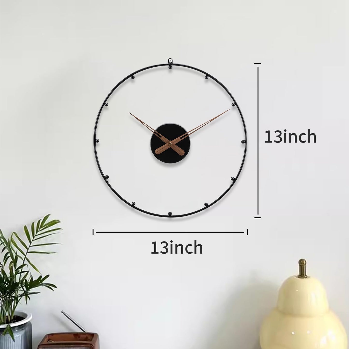 Reloj Pared Negro Metal Minimalista 33cm
