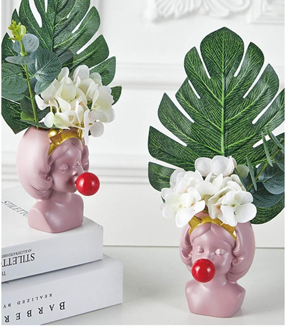 Maceta Mini Nórdica Niña con Chicle – Florero Decorativo Moderno y Porta Lapiceras
