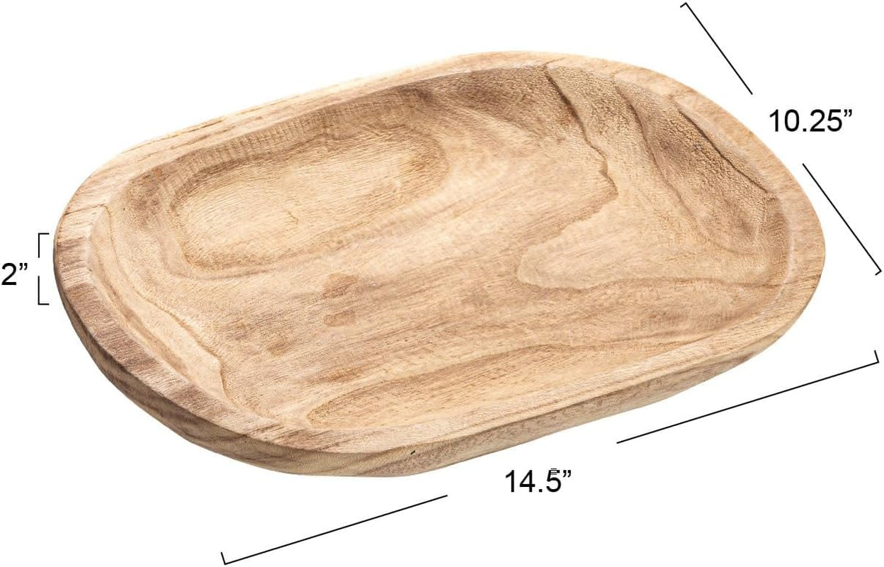 Bowl Ovalado Paulownia Tallado a Mano 37 cm