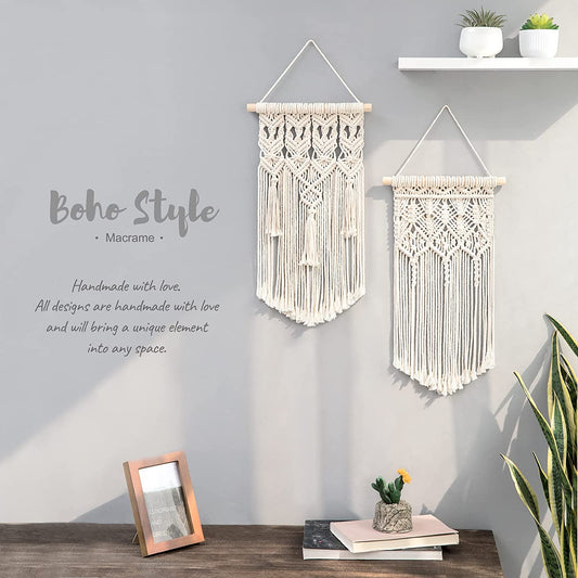 Set x2 Colgantes Macramé Boho Chic – Decoración de Pared 45x24 cm
