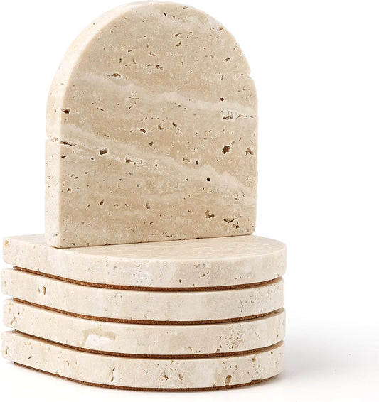 Set 5 Posavasos Mármol Travertino