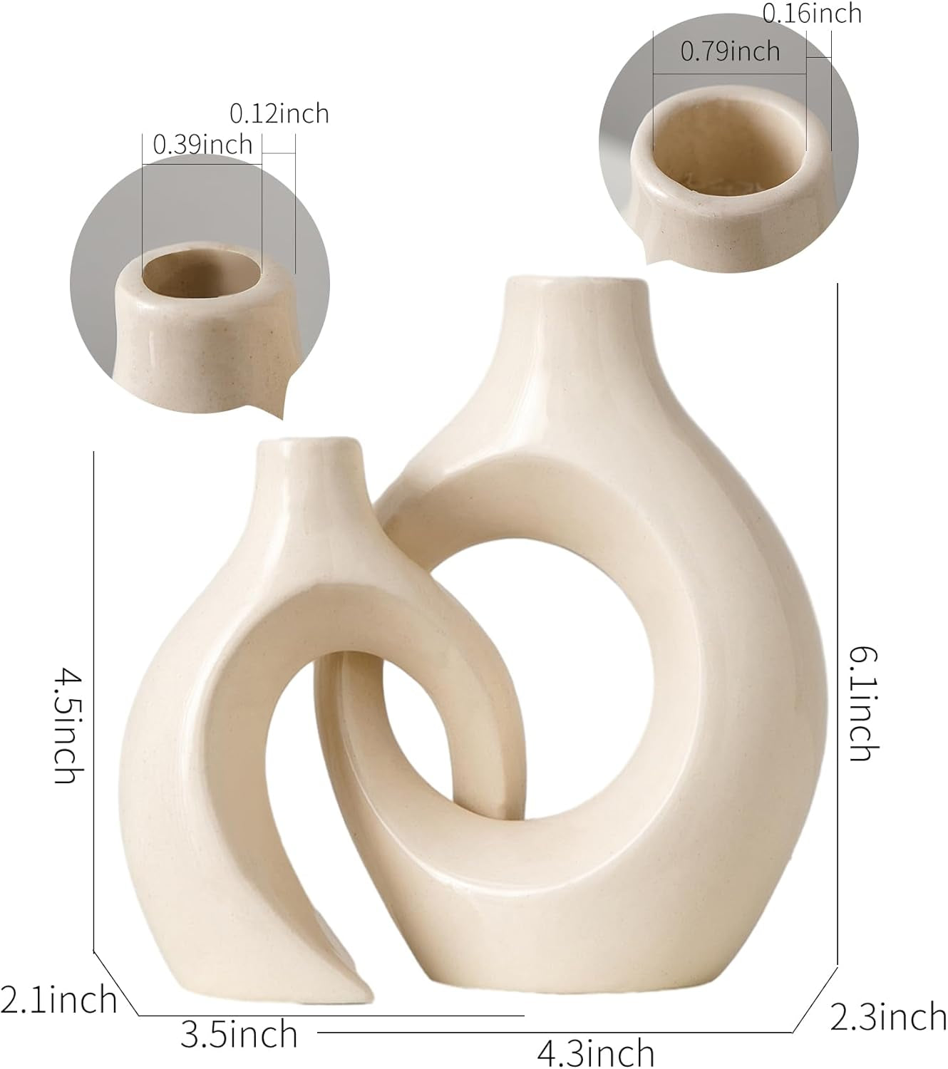 Set Candelabros Cerámica Blanco Modernos