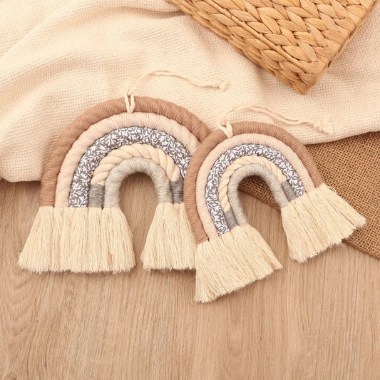 Arcoíris Colgante de Algodón Tejido a Mano – Decoración Nórdica para Pared