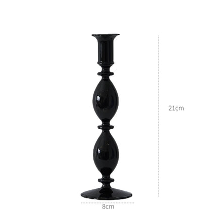 Florero de Vidrio Negro Creativo – Portavelas Decorativo Nórdico para Escritorio y Hogar