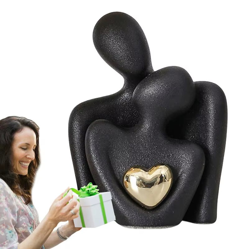 Escultura Abstracta de Pareja en Cerámica – Decoración Moderna Nórdica para Hogar