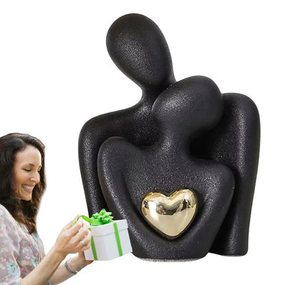 Escultura Abstracta de Pareja en Cerámica – Decoración Moderna Nórdica para Hogar