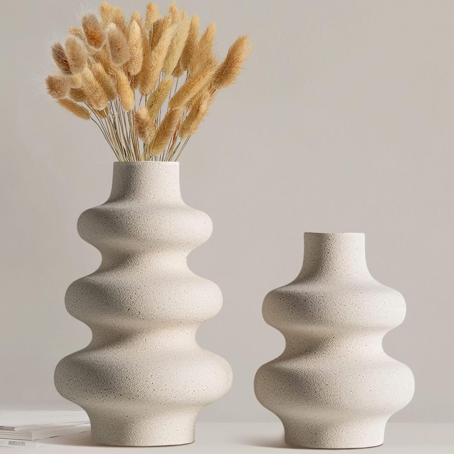 Set de 2 Jarrones de Cerámica Blanca