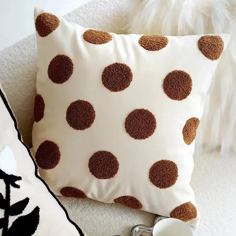 Funda de Almohadón Vintage Nórdica 45x45 cm – Marrón Crema, Estilo Simple y Sofisticado