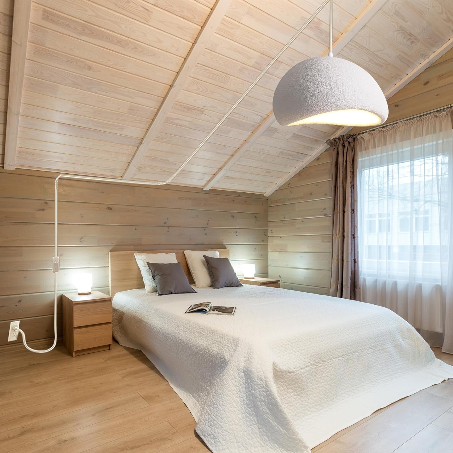 Lámpara Colgante Blanca 30 cm Plug In