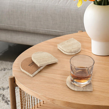Set 5 Posavasos Mármol Travertino