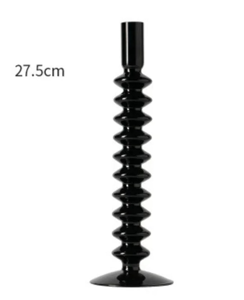 Florero de Vidrio Negro Creativo – Portavelas Decorativo Nórdico para Escritorio y Hogar