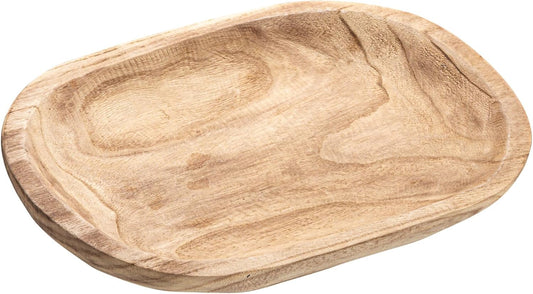 Bowl Ovalado Paulownia Tallado a Mano 37 cm