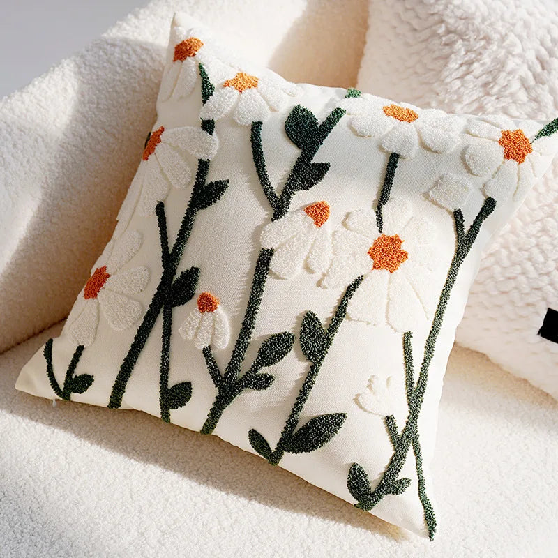 Funda de Almohadón Vintage Nórdica 45x45 cm – Marrón Crema, Estilo Simple y Sofisticado