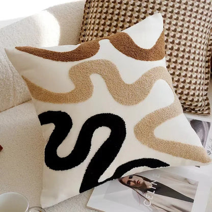 Funda de Almohadón Vintage Nórdica 45x45 cm – Marrón Crema, Estilo Simple y Sofisticado