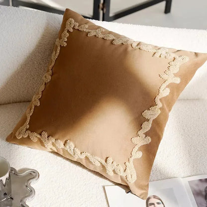 Funda de Almohadón Vintage Nórdica 45x45 cm – Marrón Crema, Estilo Simple y Sofisticado