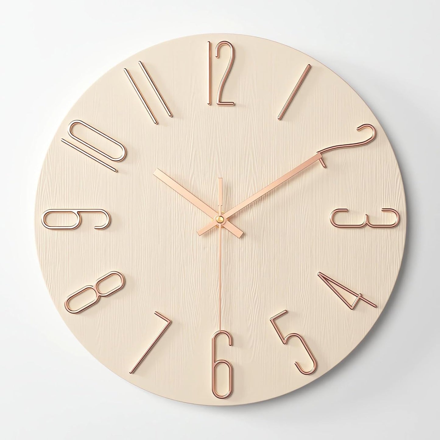 Reloj Pared Beige Minimalista 30cm Silencioso